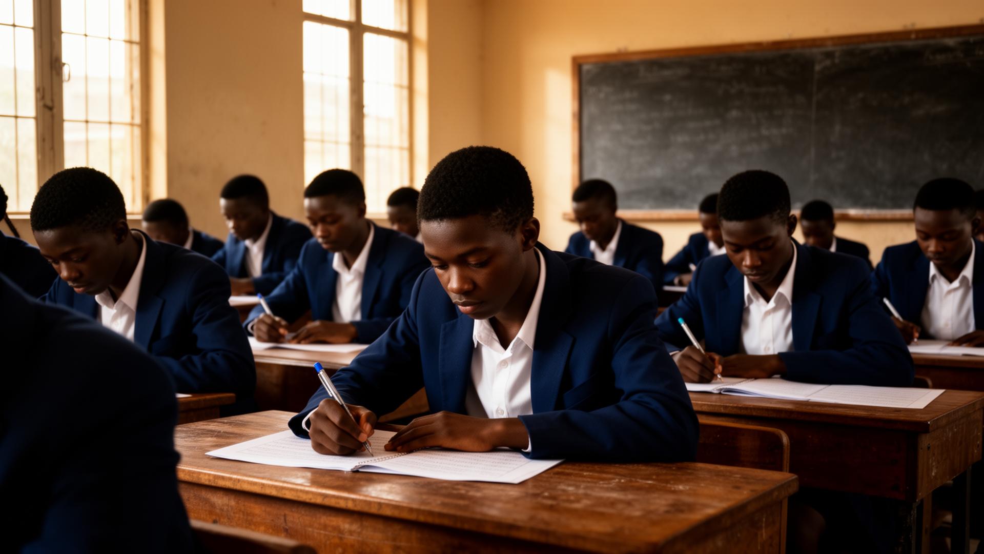 Cameroonian students writing an official examination